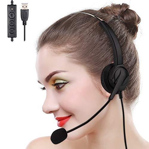 コンピュータヘッドホン Pcコールセンター ホームオフィス オンラインskypeノートパソコン コード内のマイク付き 音量コントロール ノイズキャンセ イヤホンマイク ヘッドセット Vest Doctum Edu Br