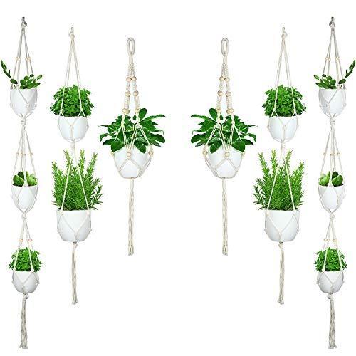 6ピース マクラメ植物ハンガー 天井フック6個付き 異なる層 手作りコットンロープハンギングプランターセット ボヘミアンハンギング植物ホルダー フラワ Ys 青空良品 通販 Yahoo ショッピング