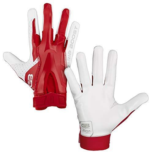 完璧 Football Color Dual Stealth Boost Grip Gloves S Red/White Sizes Adult Mens グローブ