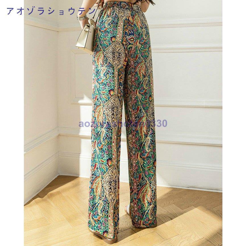 パンツ レディース きれいめ 花柄 ウエストゴム さらり 大きい パンツ レディース きれいめ 花柄 ウエストゴム さらり 大きい