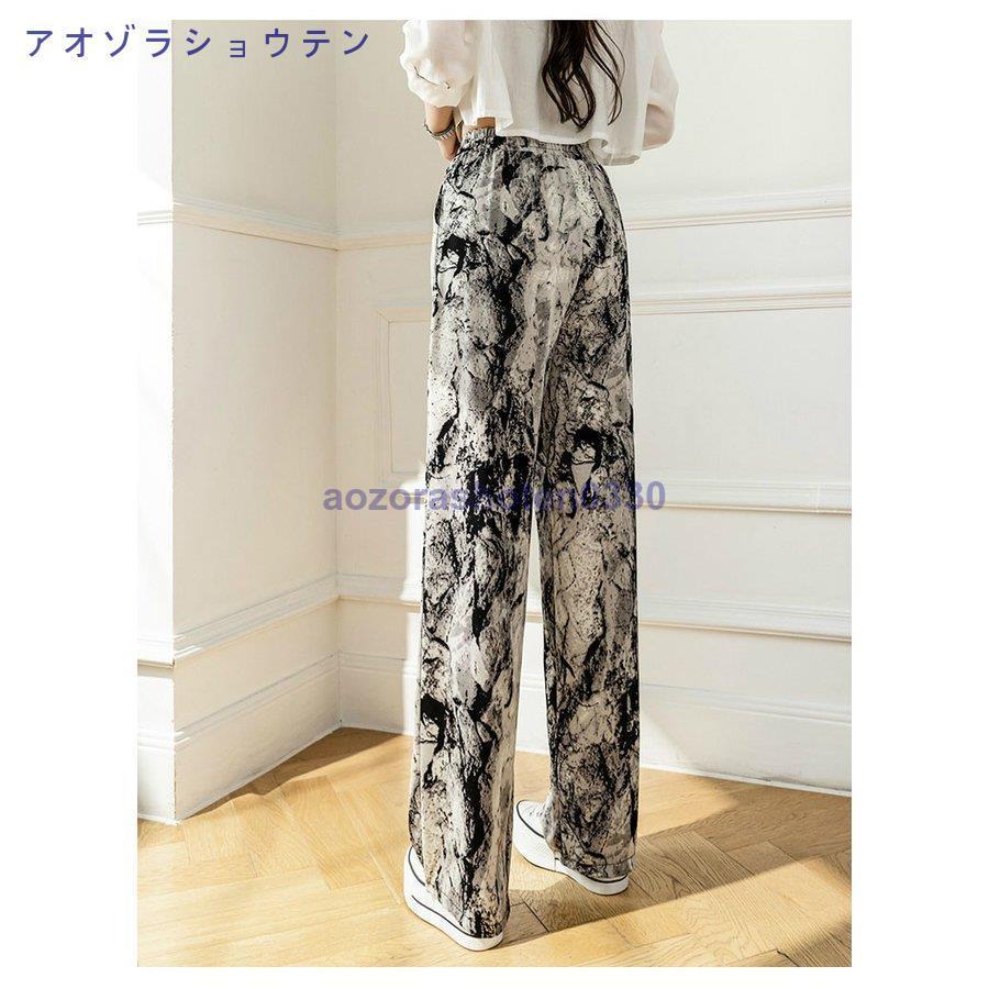 新品未使用　花柄が華やかなワイドパンツ　リゾートに最適　ウエストゴム入りフリー パンツ レディース きれいめ 花柄 ウエストゴム さらり 大きい