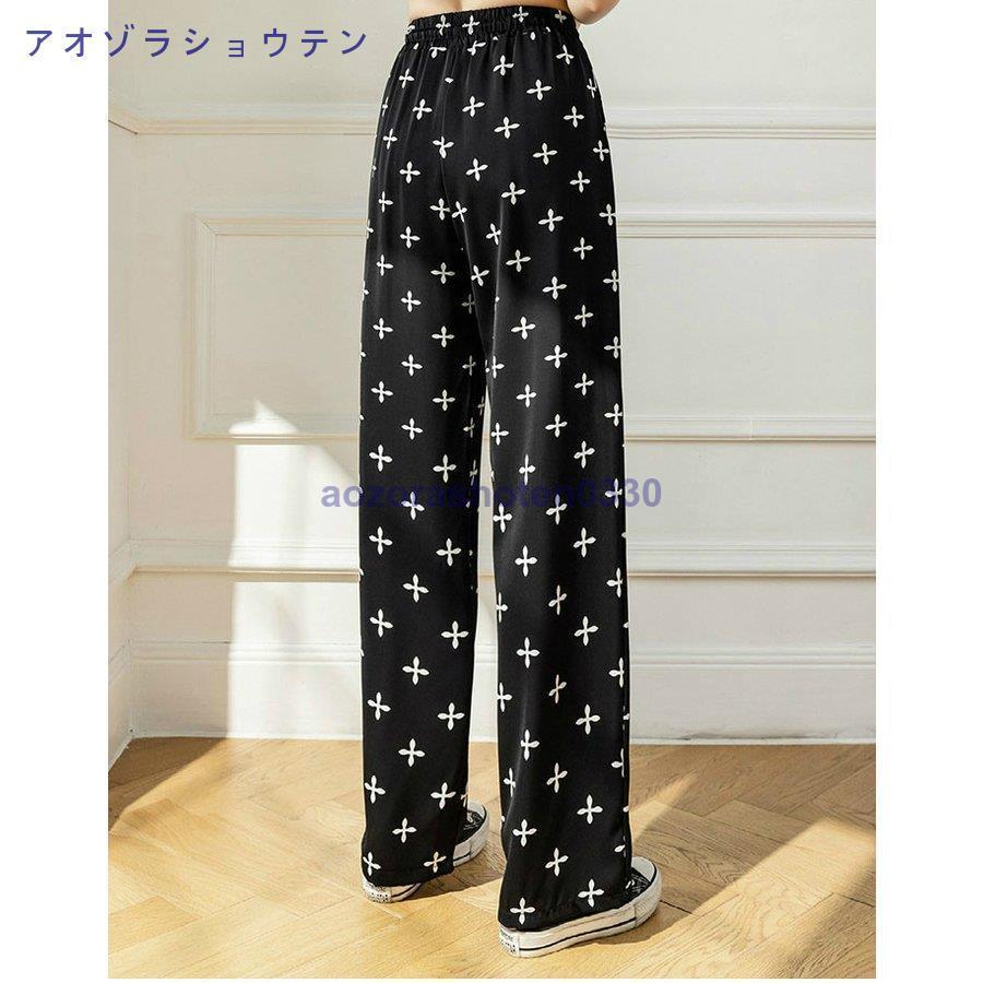 パンツ レディース きれいめ 花柄 ウエストゴム さらり 大きい