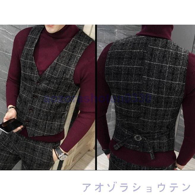 メンズスーツセット ジャケット+ベスト+パンツ スーツ3点セット