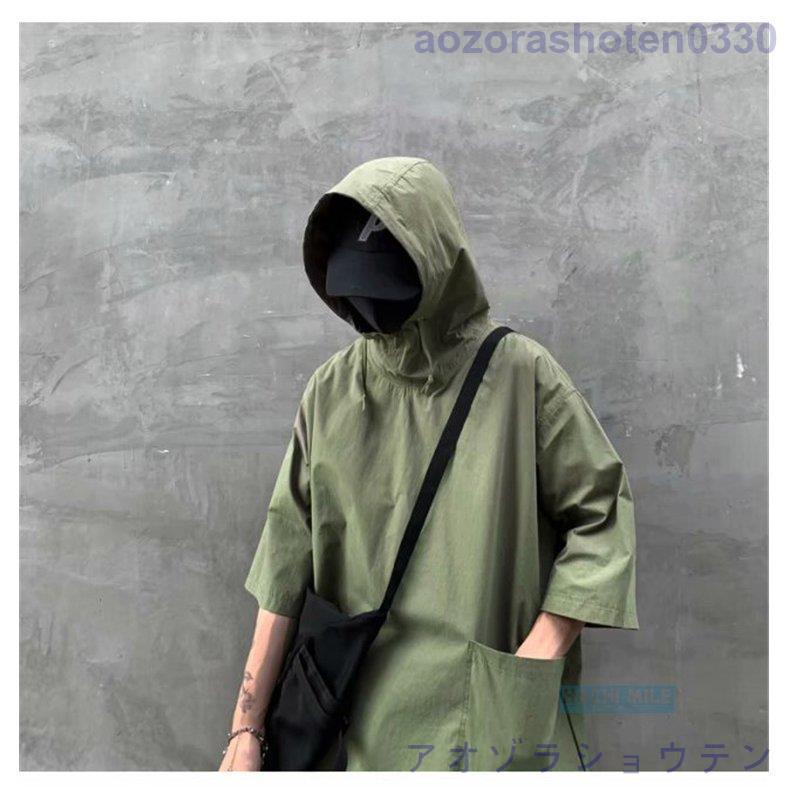 H.NAOTO ANARCHYISM ナオト　ベルト付き　フード　パーカー　半袖 h.naoto anarchy 半袖パーカー H.NAOTO ANARCHYISM ナオト