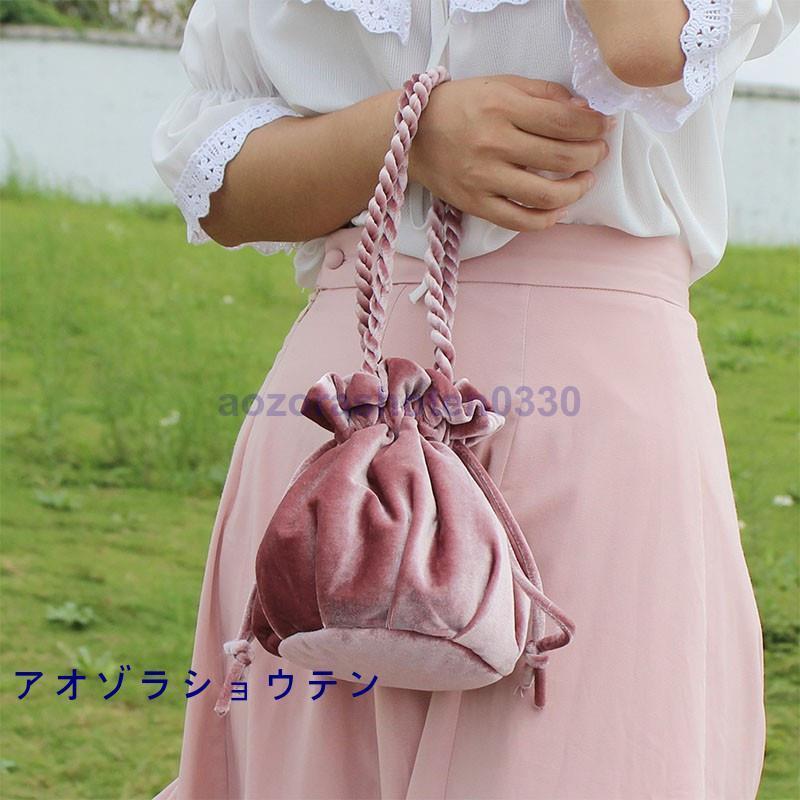 ＊sumire＊ もこもこ巾着バッグ４点 ハンドバッグ レディース 巾着ポーチ 手提げ 無地 巾着 小物入れ