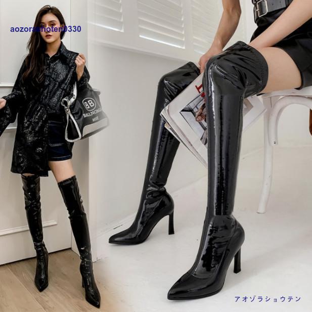 ロングブーツ 黒 赤 ストレッチ 美脚 ニーハイブーツ ロング ロングブーツ 黒 赤 ストレッチ 美脚 ニーハイブーツ ロング