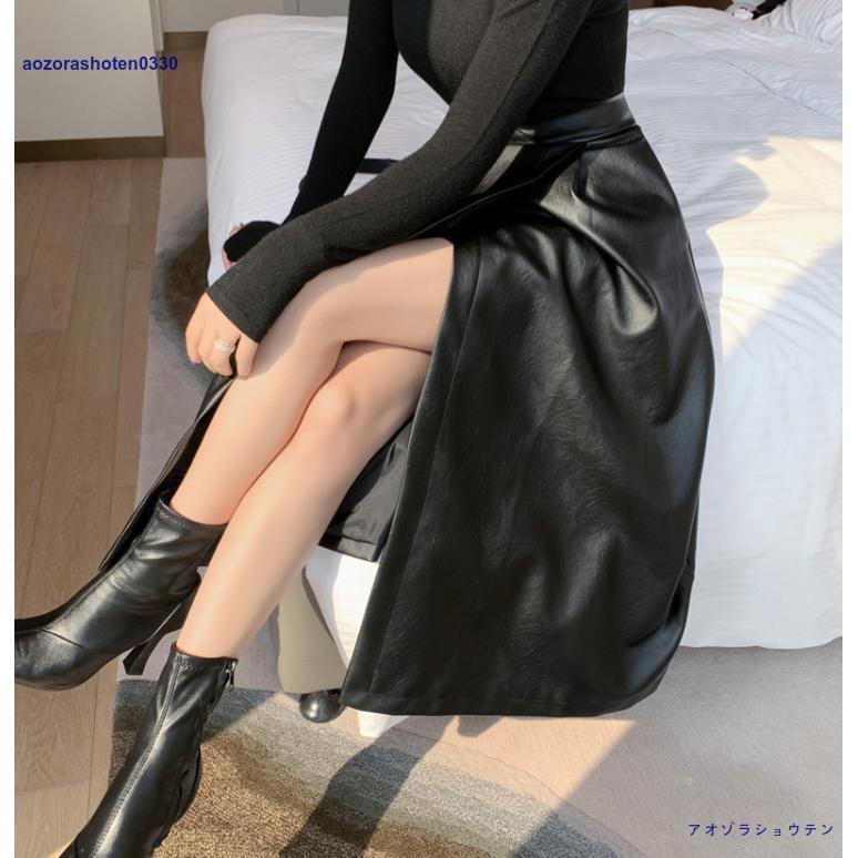 レザースカート レディース ロングスカート マキシ丈 スリット