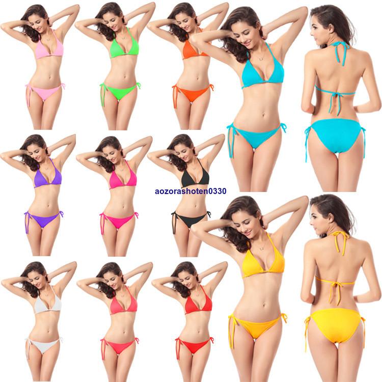 三角ビキニ シンプル 水着 レディース ビキニ BIKINI 2点セット スイム