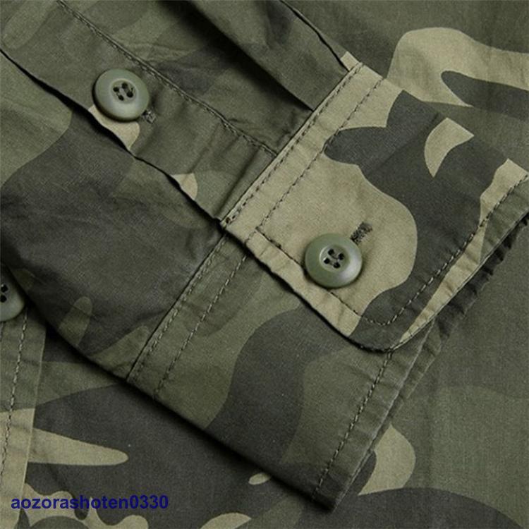 迷彩柄 ミリタリ 長袖シャツ シャツ メンズ トップス お洒落