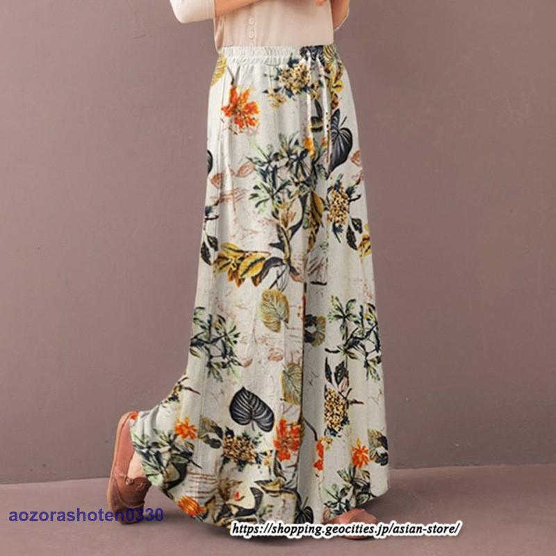 マニプリ　ドロスト　ワイドパンツ　花柄　総柄　ウエストゴム マニプリ ドロスト ワイドパンツ 花柄 総柄 ウエストゴム