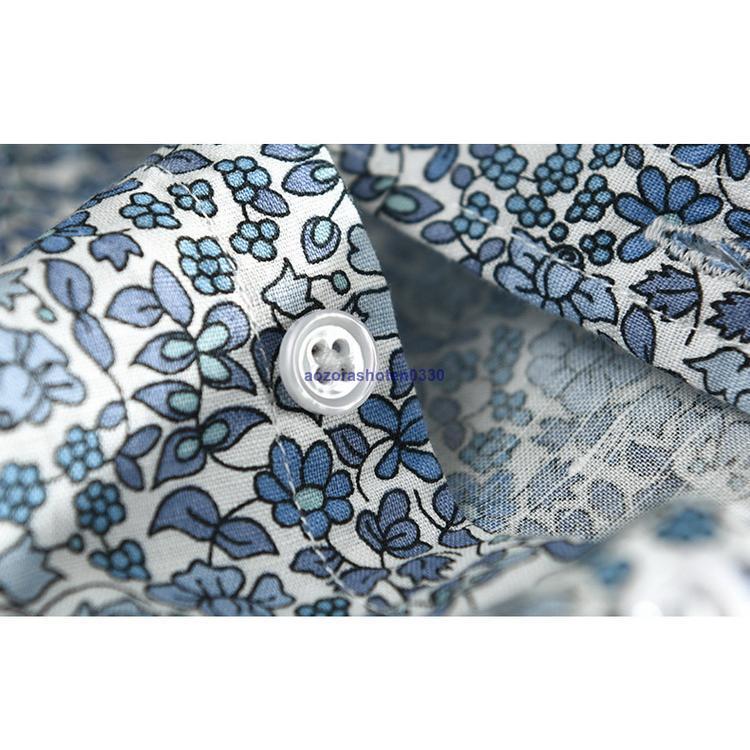 花柄シャツ メンズ 綿麻 リネンシャツ フラワー 小花 総柄 花柄シャツ メンズ 綿麻 リネンシャツ フラワー 小花 総柄