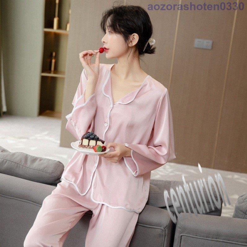 シルク風 パジャマ セットアップ レディース 部屋着 韓国風 通販