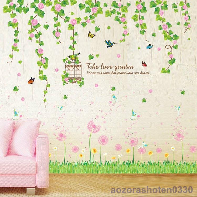 インテリア 雑貨 ウォールステッカー ルームデコ 壁紙デコ 壁紙シール ガーデン 緑 植物 花 アート グリーン ピンクモノトーン Lm0716gf Bz107 アオゾラショウテン 通販 Yahoo ショッピング