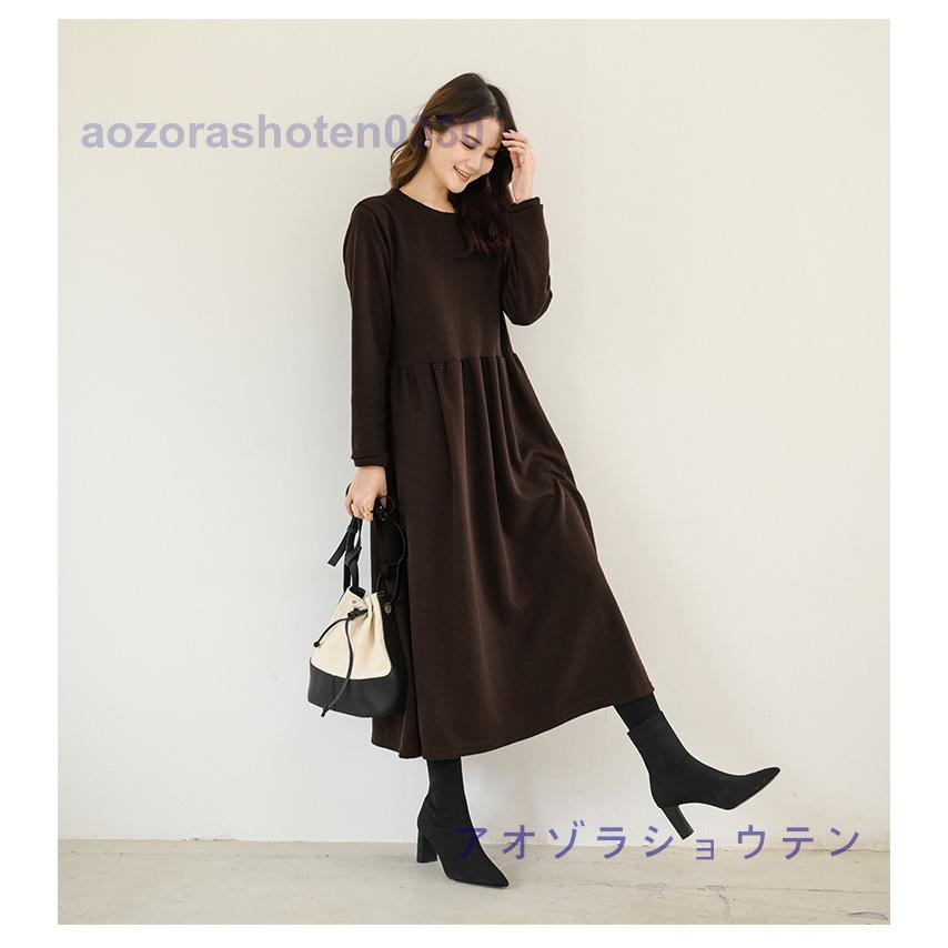 ロングワンピース 冬 春 レディース ワンピース Aライン 着痩せ ロングワンピース 冬 春 レディース ワンピース Aライン 着痩せ
