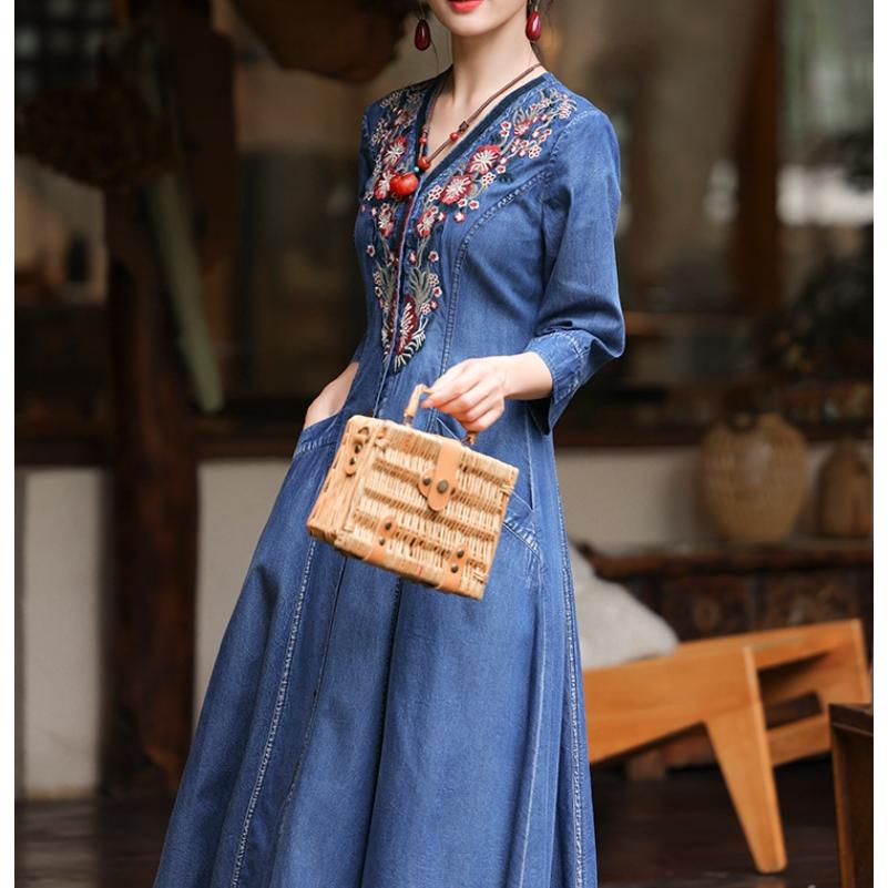 美品 桃太郎ジーンズ 8ozデニムワンピース ウエストリボン M 長袖 銅丹レーベル 桃太郎ジーンズ 銅丹 デニム ジーンズ ナロー