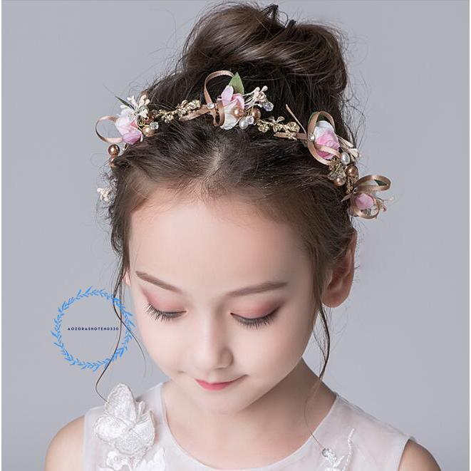 子供ヘアアクセサリー 花輪 子どもカチューシャ キッズ髪飾り フラワーガール結婚式 子供フォーマル ピアノ発表会ドレス | ブランド登録なし | 01