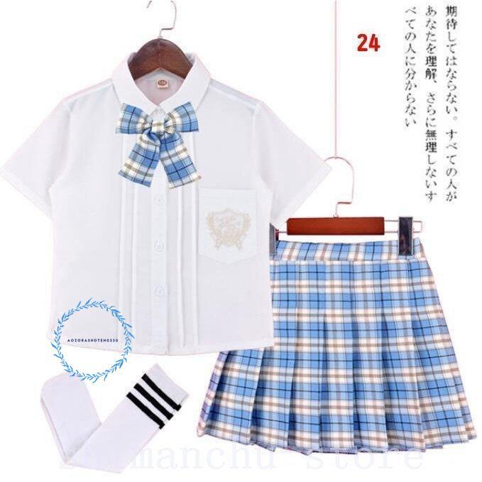 タコ　夏セーラー　白無地　170 セーラースカート　セット キッズJK制服トップス＋スカートセットアップセーラー服子供学院