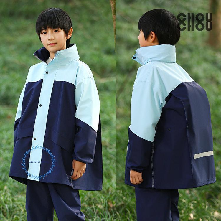 レインコート キッズ 上下セット レインハット 反射テープ 子供