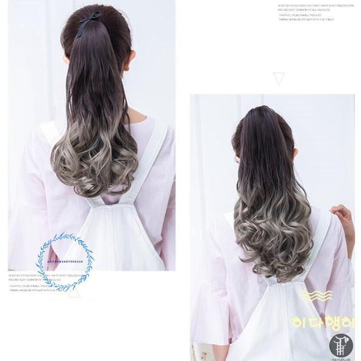 ウィッグ グラデーション ウェーブ ポニーテールウィッグ カール