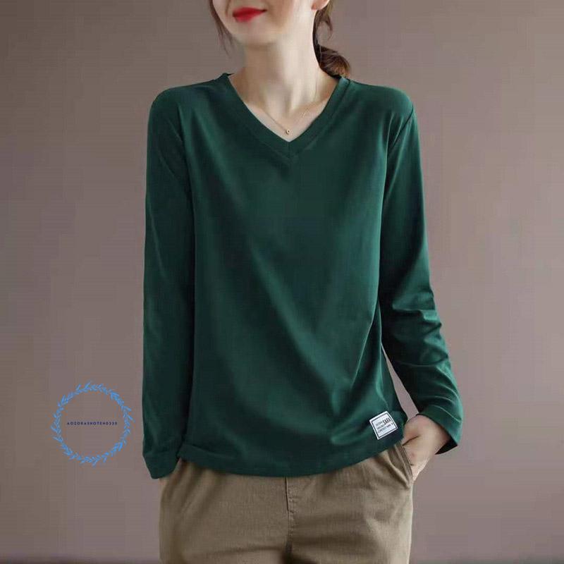 カットソー シャツ 無地 Tシャツ レディース 長袖 春 秋 薄手 v カットソー シャツ 無地 Tシャツ レディース 長袖 春 秋 薄手 v