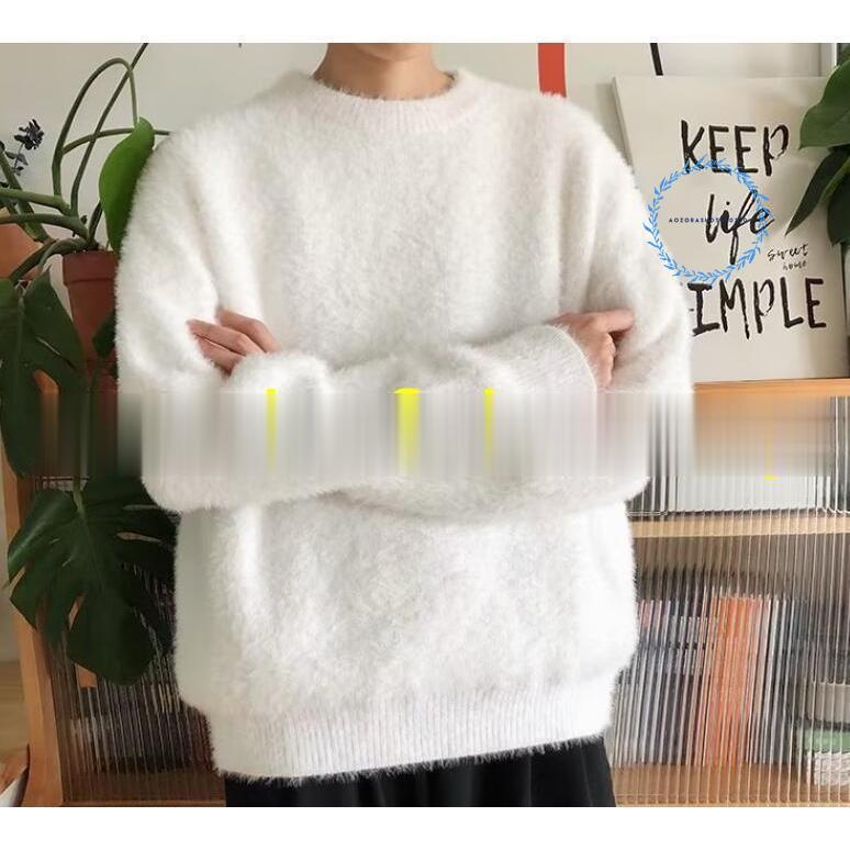 シャギー ニットセーター モヘア風 セーター メンズ モヘアタッチ