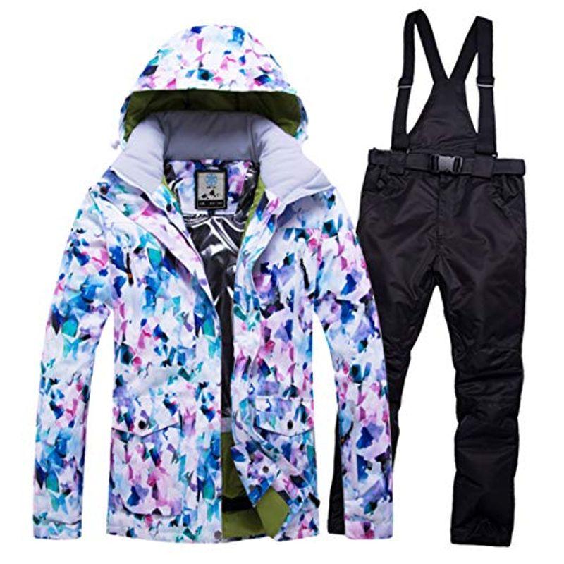マルユキ スノーボードウェア スノーウェア 迷彩柄 可愛い おしゃれ レディース 上下セット 防寒 カラー迷彩 L ファッションなデザイン