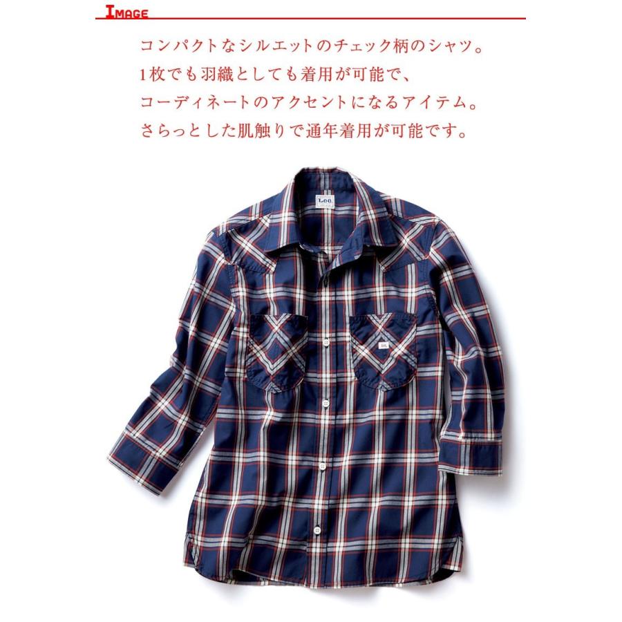 イカットチェック　7分袖シャツ Lee リー ワークシャツ 7分袖シャツ メンズ ウエスタンチェック