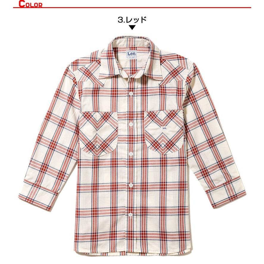 Lee リー ワークシャツ 7分袖シャツ メンズ ウエスタンチェック
