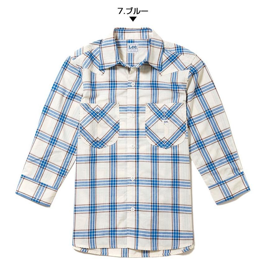 a0071 Lee Prest シャツ　チェック　柄　ロング　両方　ポケット　L Lee リー ワークシャツ 7分袖シャツ メンズ ウエスタンチェック