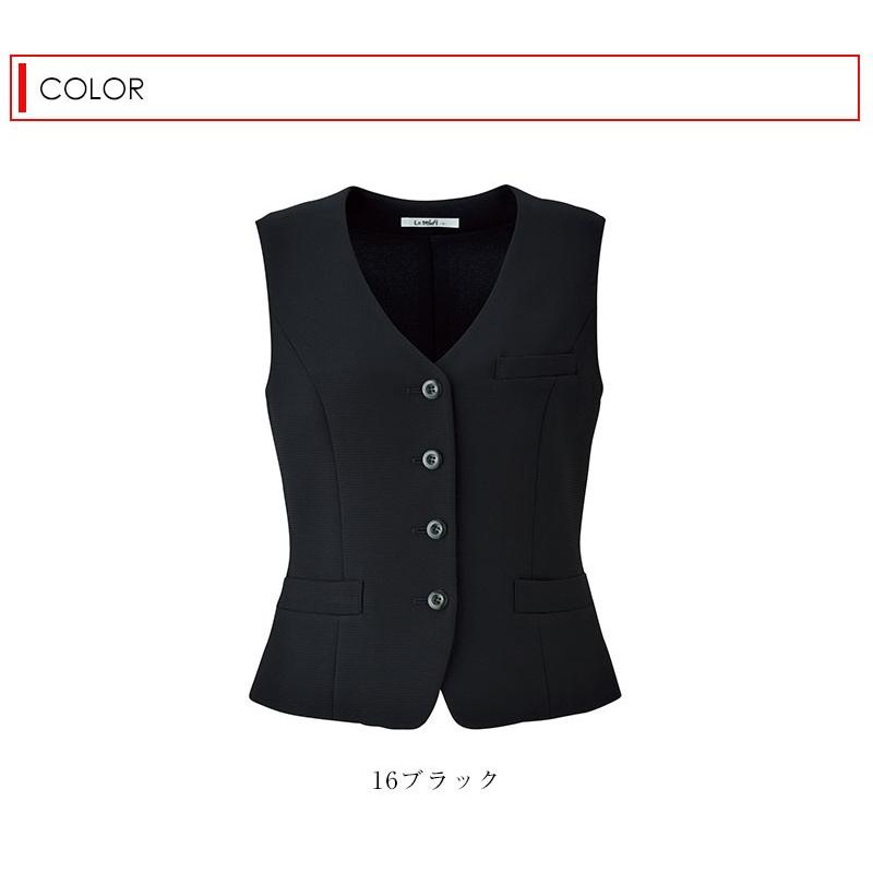 事務服 ベスト レディース LV1739 フォーマル ブラック 裏地 背抜き 春