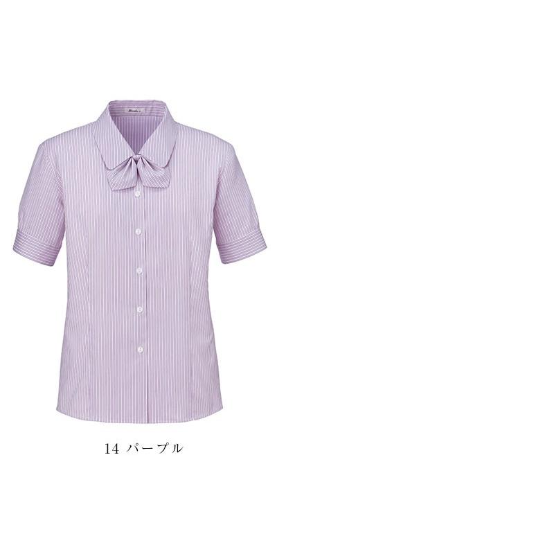 事務服 半袖ブラウス ストライプ オーバーブラウス 制服 RB4540 ボン
