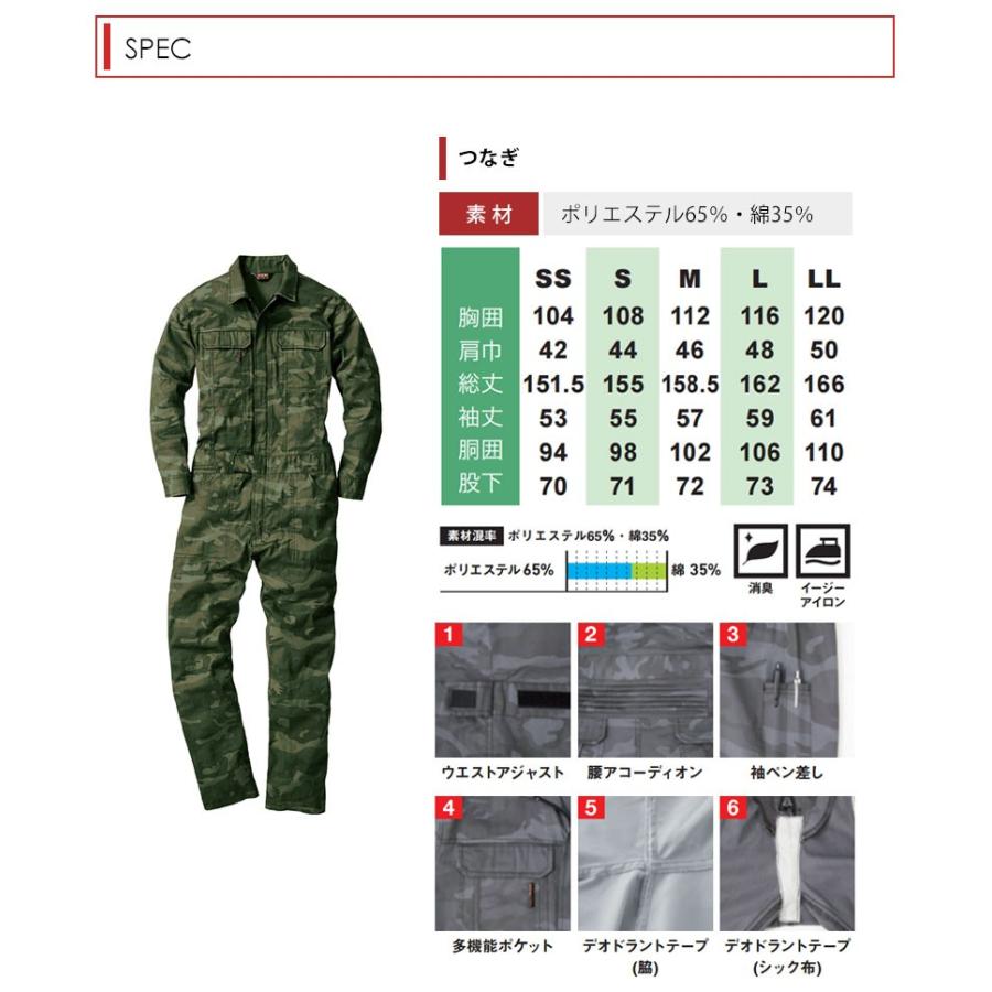SOWA（ソーワ） ツナギ 作業服 カモフラ 作業着 オーバーオール