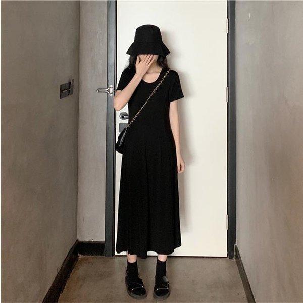 サマーワンピース レディース ワンピース 半袖 ロングワンピ 無地 半袖ワンピース 黒 夏ワンピース ドレス レトロ マキシ丈ワンピース Dgyg5pphjf ファッション Mcwork Com Mx