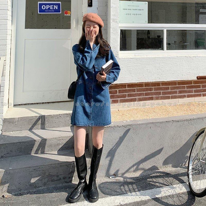 デニムワンピース レディース 夏 シャツワンピース ミニワンピース 長袖 韓国風 おしゃれ デニム ワンピース 無地 きれいめ エレガント 上品 通勤 Ol お出かけ Zys0703q アパーレ 通販 Yahoo ショッピング