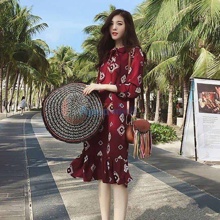 ワンピース レディース 40代 赤 ワンピース キレイめ 膝丈ワンピース 春夏 長袖ワンピース リオン シフォンワンピース オシャレ 上品 着痩せ 新作 Zys0704a アパーレ 通販 Yahoo ショッピング