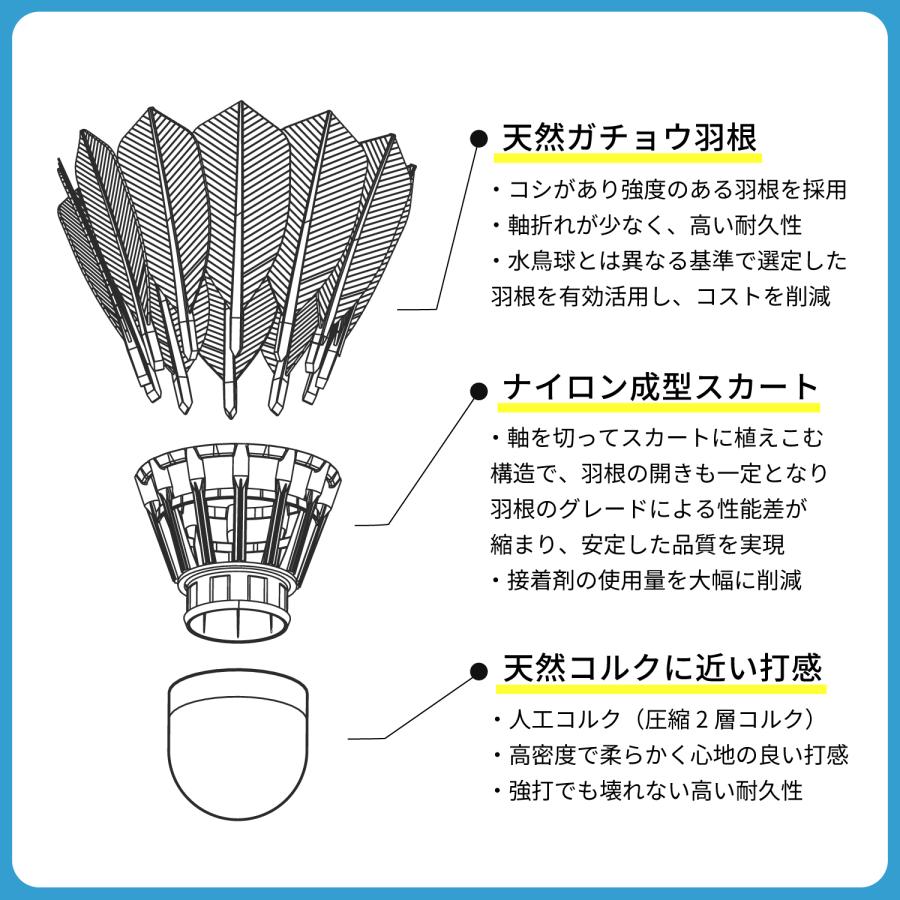 バドミントン シャトル PNX ハイブリッド 練習用 ガチョウ羽根 10 