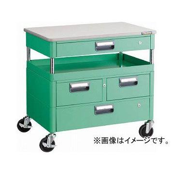 トラスコ中山 フェニックスワゴン 750X500XH740 引出 天板付 YG色 PEW