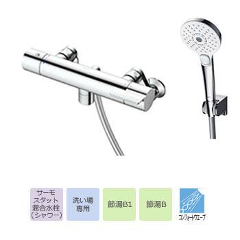 TOTO GGシリーズ 浴室シャワー用サーモスタット混合水栓 壁付/スパウト0mm コンフォートウェーブ・3モード(めっき) TBV03412J(12540円)
