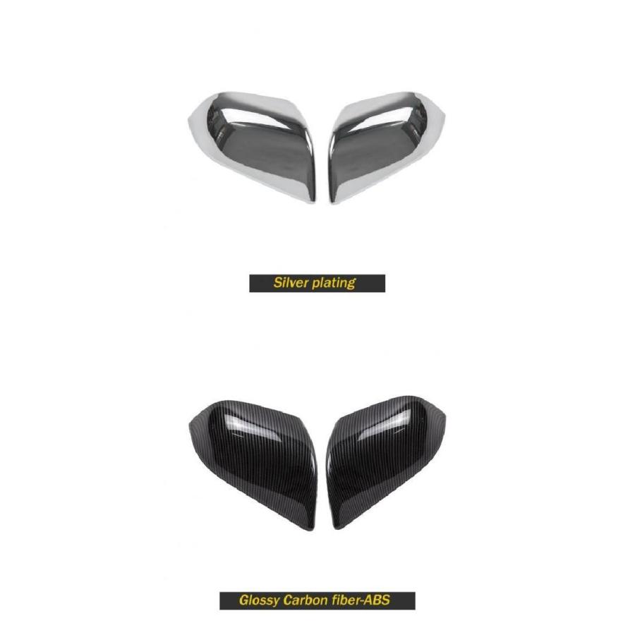 モデル3 アクセサリー サイド ミラー カバー 適用: テスラ/TESLA モデル 3 2021 ミラー カバー カーボンファイバー ABS シルバー・カーボン調 AL-OO-1586 AL