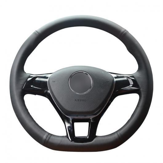 手縫い ブラック PUレザー ステアリング ホイール カバー 適用