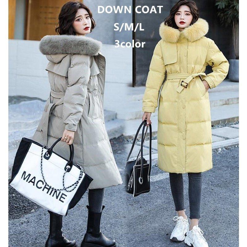 再販 ロング丈 ダウンコート ベルト付き 可愛い 厚手 フード付き ダウンジャケット コート アウター 防寒 通勤 オフィス 美シルエット 韓国風 新作 お出かけ 旅行 安いショッピング Www Superavila Com