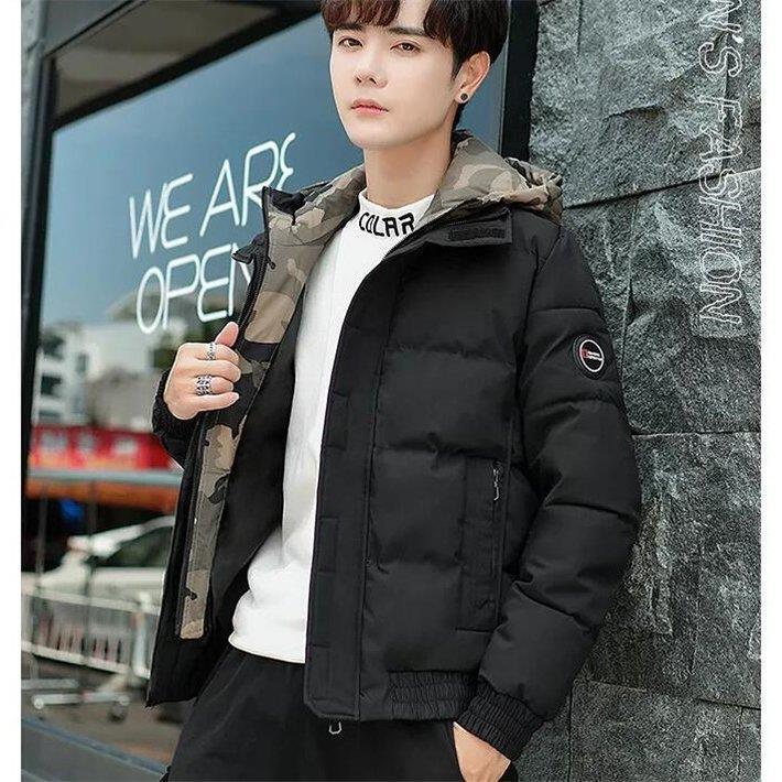 リアル 厚手 ショート丈アウター メンズ ダウンジャケット コート 防風防寒 暖かい 韓国風 大きいサイズ 無地 フード付き 中綿ジャケット 軽量 冬用 ダウンコート サイズ Xxl