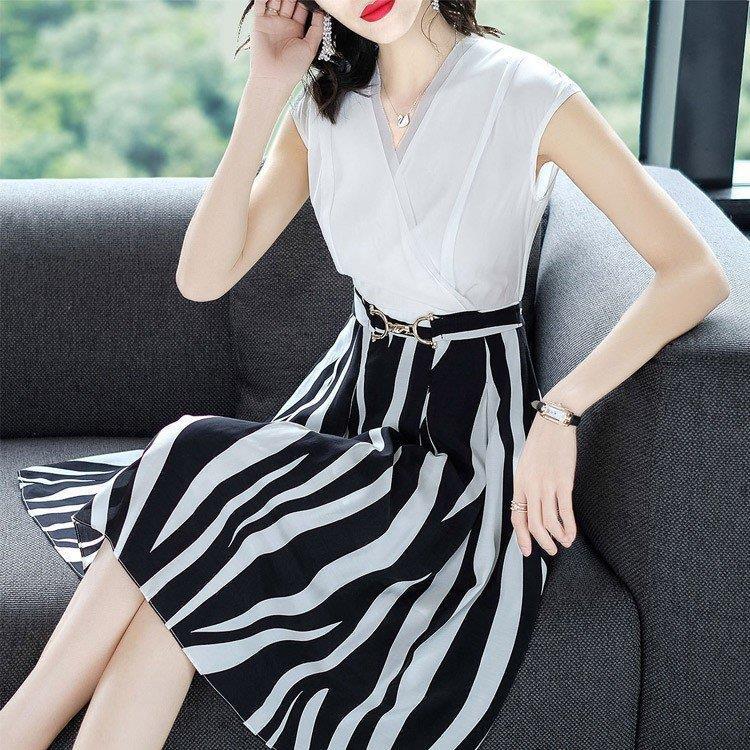 激安単価で 通勤 ストライプ柄 オシャレ オフィス きれいめ 半袖 夏 レディース ワンピース オシャレ オフィス きれいめ 半袖 夏 レディース ワンピース 白 ポイント消化 Vネック 膝丈 黒 ワンピース チュニック Thunda2 Com Au