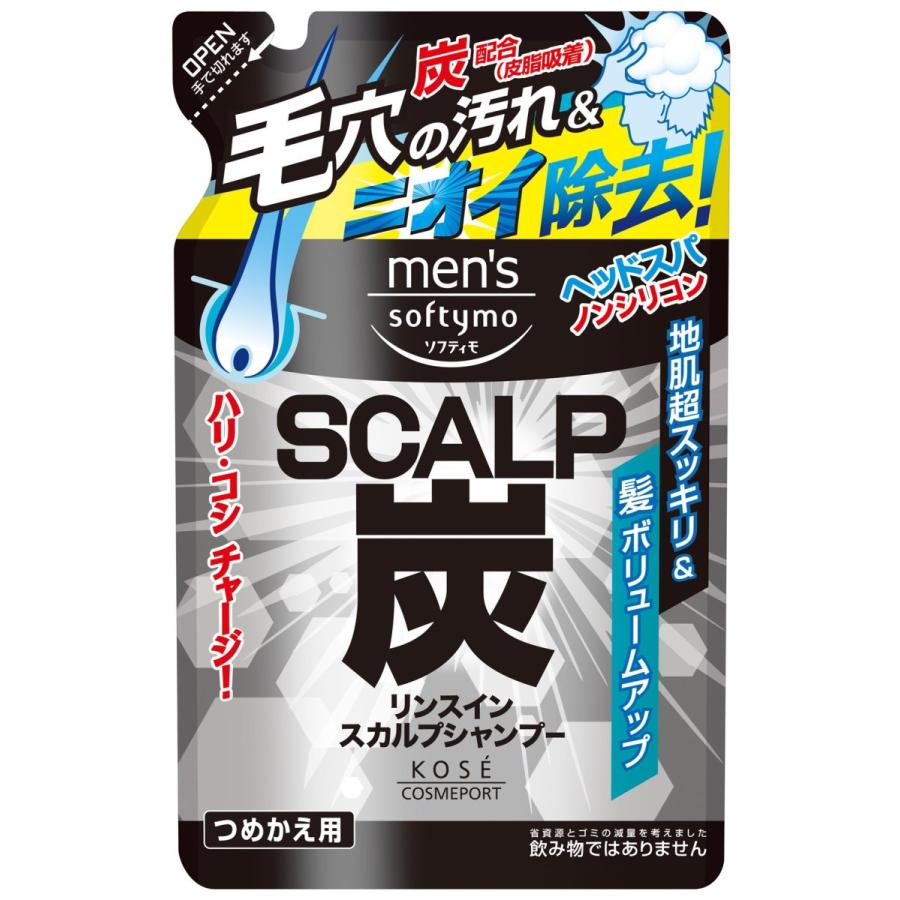 Kose コーセー メンズ ソフティモ リンスイン スカルプシャンプー 400ml 炭 つめかえ 売店