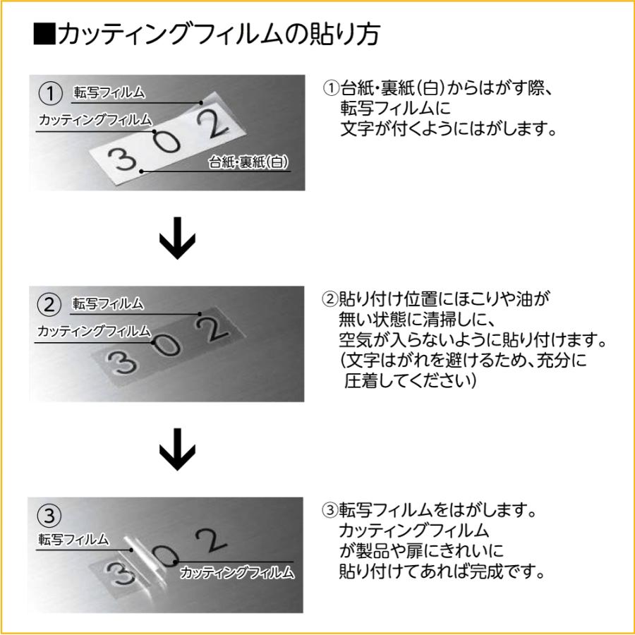 室名札 ks-n32a-h4n 部屋番号4文字 専用 ルーム ナンバー シール のみ 表札 本体 別売り カッティング 文字 屋外用 シート 郵便受け 貼り付け 可能｜apartment-doorplate｜07