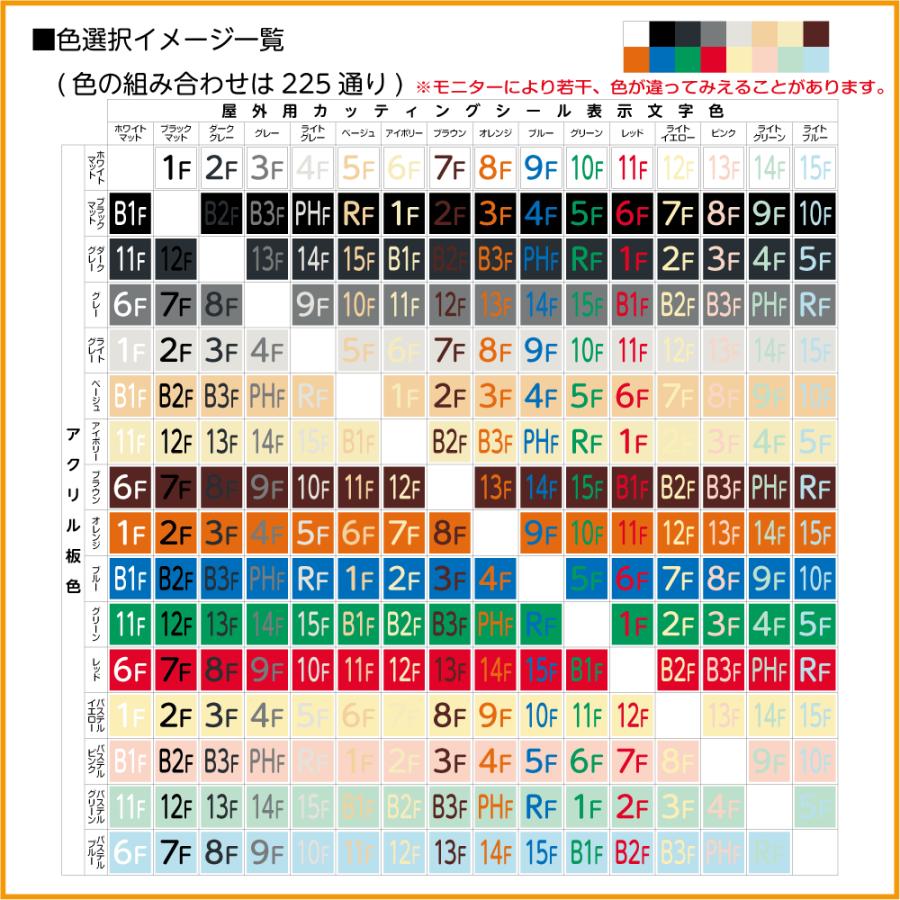 階数表示板 当階階段 アクリル サイン プレート カッティング シート 切文字貼り 階数 表示 f2 デザイン ビス穴有り 安全標識 看板 DIY 建築 建設｜apartment-doorplate｜05