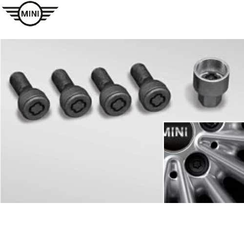 GAsupply 14 x 1.25 ラグボルト 4 ロック + キーフィット BMW Mini アフターマーケットホイール用 シャ MINI純正 盗難防止用ホイール ロック セット (McGard 社製)