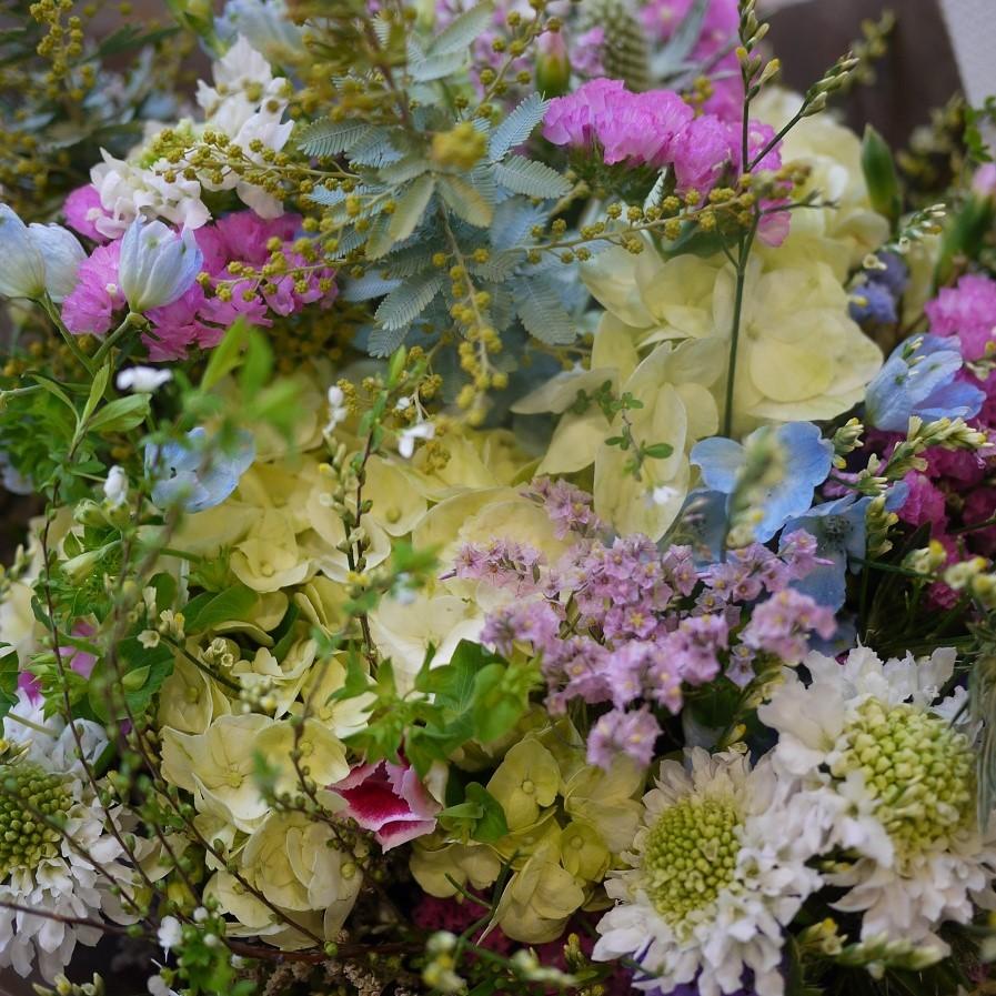 生花紫陽花とスターチスの花束ブーケ☆ 花 ギフト 開店祝 誕生日 送別