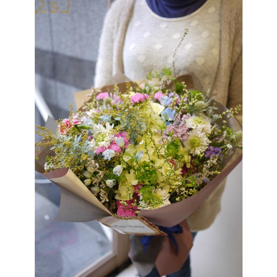 生花紫陽花とスターチスの花束ブーケ☆ 花 ギフト 開店祝 誕生日 送別