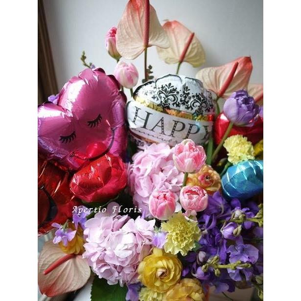 バルーン生花カラフルアレンジL＊花 ギフト 開店祝 誕生日 送別 歓送迎